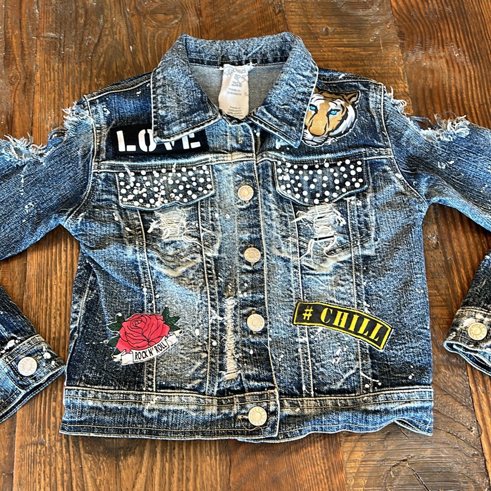 Flowers By Zoe Denim Jacket with Patches / Pearls  (6X)